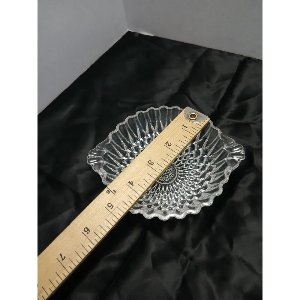 Vintage Clear Diamond Pressed Glass‎ Oval Relish Candy Celery Dish